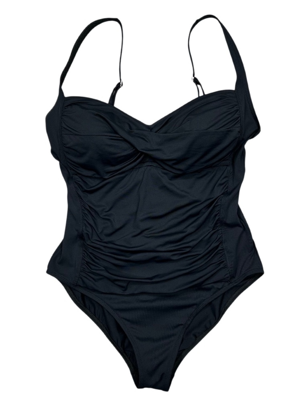 La Blanca Black Island Goddess Ruched One Piece Swimsuit Size 14